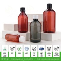Bouteilles en plastique PET transparentes et brunes de 100 ml, 330 ml, 350 ml, 500 ml, de qualité alimentaire européenne, conformes aux normes REACH et HACCP, avec bouchons CRC pour l'emballage de médicaments