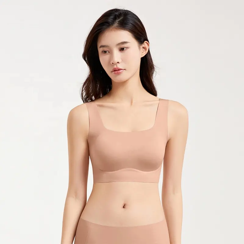 Aiermei Factory China Bra Wholesale Women's Sleepwear Full Cup Square Collar Tank Top Supportive Padded Seamless Wire free Bra