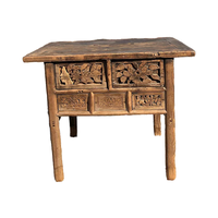 Antique chinois belle sculpture rustique Vintage Table Console en bois massif récupéré avec tiroirs