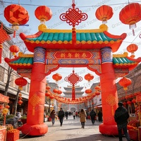 Arche gonflable chinoise Paifang brillante, arche gonflable extérieure, décoration de porte pour le Nouvel An, les mariages et les événements