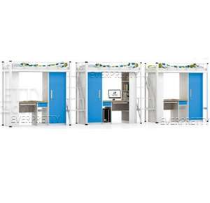 Meubles de dortoir universitaire, ensemble de lit Loft Triple en métal avec grands escaliers - Product Image 4