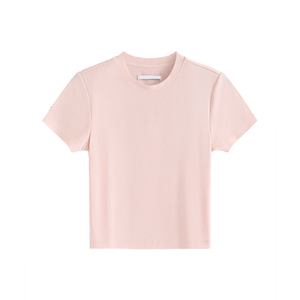 Camiseta Polar Suave y Gruesa, Ecológica, de Corte Ajustado, con Forro Polar Interior, de Algodón Sólido, Manga Corta, para Mujer, Extra Cálida - Product Image 1