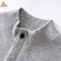 Pull en cachemire pour homme, tricot fin 12 Gauge, luxe, demi-ouvert, avec épaulettes en daim, chaud, doux, pour l'hiver, style business décontracté