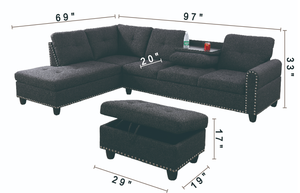 Sofá Cama Convertible Moderno Multifuncional de Tela al por Mayor, Diseño en L con Esponja, de Alta Calidad para Sala de Estar con Almacenamiento - Product Image 5