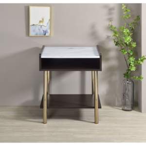 DB Carrie Brown End Table Stylish <b>Nightstand</b> with Unique Design - Product Image 3