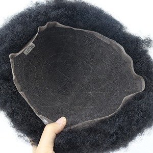 Toupet <span class=keywords><strong>afro</strong></span> pour hommes noirs, base en dentelle française, toupet capillaire pour hommes, noir, densité 130% et <span class=keywords><strong>cheveux</strong></span> indiens Remy permanentés de 8 mm - Product Image 5