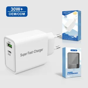 BSCI Factory 30w fast charger EU Plug dual charge port 18W 30W USB Charger for smart mobile device
