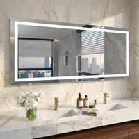 Miroir mural LED rectangulaire avec cadre métallique, miroir de salle de bain, miroir de maquillage, design moderne pour hôtel, maison, miroir mural LED