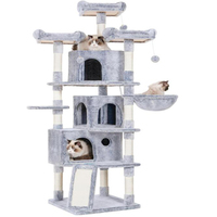 Tour d'activités pour chat Aimigou écologique avec 3 grottes, 3 perchoirs douillets, poteaux à gratter en papier, bois et sisal, stable pour chatons et chats de grande taille