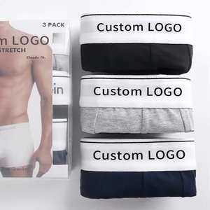 <b>Men's</b> Cotton Boxer Briefs 5-Pack Mid-Rise Solid Color Custom Logo Breathable Knitted Underwear for Adults - Product Image 3