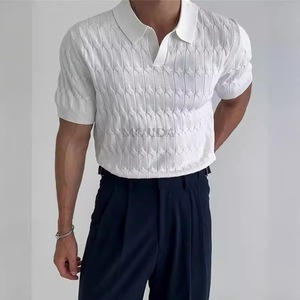 Nouveau Polo en Maille à Manches Courtes pour <span class=keywords><strong>Homme</strong></span> Été 2026 – Coupe Slim, Couleur Unie, Col Revers, T-shirt Tricoté Décontracté à Demi-Manches - Product Image 3