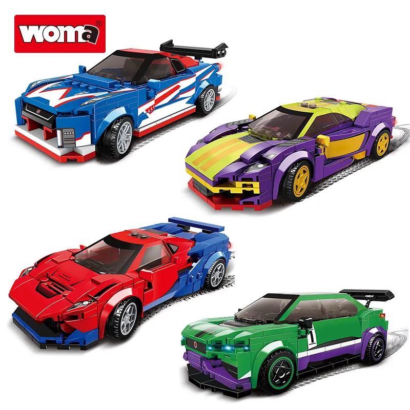 WOMATOYSプラスチックメーカーボーイスポーツカーキットカーモデルDiyゲームビルディングブロックレーシングカースモールパーティクルブリックスーパーカー
