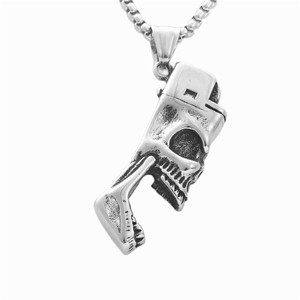 yunnique Skull Stainless Steel Pendant Lighter Shape Men's Fashion Necklace Punk Retro Style - Product Image 5