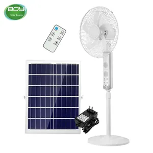 Outdoor camping 16 inch 12v lifepo4 battery rechargeable dc solar fan with panel