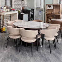 Chaises de salle à manger modernes de luxe en métal avec revêtement en cuir Lot de 4 pour le salon et la salle à manger Meubles de maison