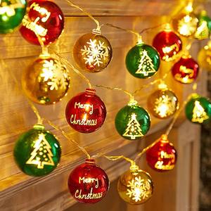 Guirnalda de Luces LED con Forma de Estrella, Decoración Navideña y de Jardín, Guirnalda de Luces con Bolas de Material Plástico - Product Image 4
