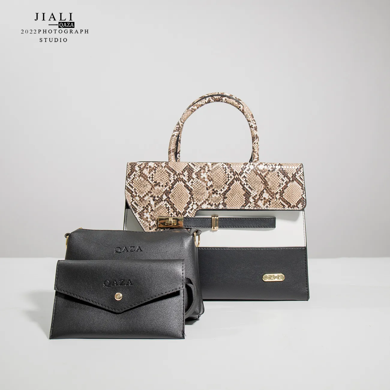 2022 hot sale tote bags for lady black color designer jiali handbag fashion wholesale custom bags Pu snake skin bag for women