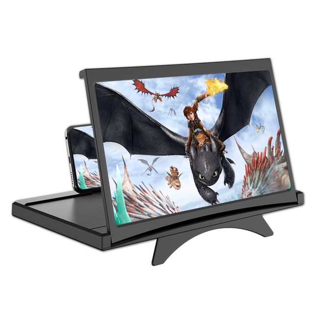 Portable 12 Inch 3D Video Magnifier Mobile Phone Projector HD Screen Amplifier Pull Phone Holder Desktop Lazy Magnifier Glass