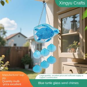 Tortue bleue verre vent cloche fait à la main petit frais suspendu décoratif porte fenêtre pendentif créatif transfrontalier pour <span class=keywords><strong>Amazon</strong></span> métal - Product Image 3