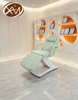 Fauteuil Esthétique Électrique Moderne en Cuir PU Vert Clair, Lit Facial Multi-Angles Réglable pour Clinique Médicale et Institut de Beauté