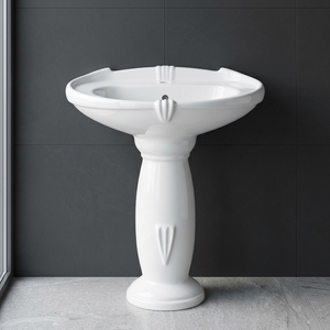 Best Quality Indian Vitreous China Hand Wash Pedestal Basin - Lavabo Sink From Vistaar Brand, Smiley Morning Sanitaire Product - Product Image 6