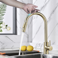 Robinet de cuisine noir mat à capteur tactile, mitigeur sensible au toucher, rotation à 360°, eau chaude et froide