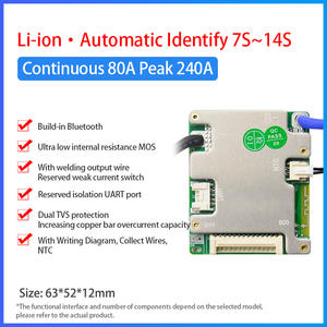 JiaBaiDa SP14S004 Identificación automática 7S-14S 7S 8S 9S 10S 11S 12S 13S 14S Li-ion Smart BMS 24V 36V 48V 20A 30A con UART - Product Image 6
