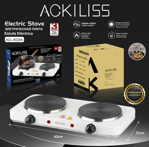 ACKILISS 1000W+1000W Allumeur électrique pour charbon à <span class=keywords><strong>chicha</strong></span>, brûleur à charbon pour <span class=keywords><strong>chicha</strong></span>, <span class=keywords><strong>plaque</strong></span> <span class=keywords><strong>chauffante</strong></span> électrique double brûleur - Product Image 6