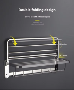 Portasciugamani Pieghevole in Acciaio Inox con Funzione di Stoccaggio per Hotel e Bagno - Product Image 3