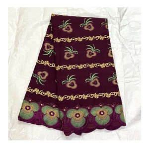 Nuovo Design Pizzo Voile Svizzero Lafaya in Cotone per Nigeria, Pizzi Colorati in Cotone con Motivo Floreale Decorato con Pietre - Product Image 2