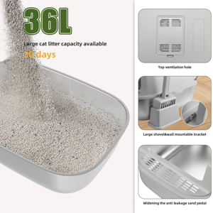 Extra große abnehmbare Katzen toilette Antihaft-Design mit hoher Seite Edelstahl und Kunststoffs chale Große Katzen toilette - Product Image 3