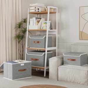 Foldable <b>Storage</b> Bin Set Collapsible <b>Storage</b> <b>Box</b> <b>Cube</b> Closet Organizer <b>with</b> <b>Lid</b> & Faux Leather Handle - Product Image 3