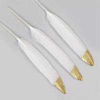 Plumes d'oie naturelles douces et pointues, teintes or, de 4 à 6 pouces, pour cosplay, carnaval, bracelet, châle, ailes, masque, mariage, fête, couture