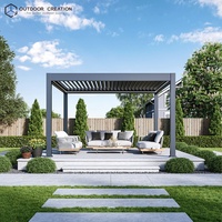 Pergola électrique en aluminium à toit motorisé, autoportante, imperméable, pour balcon extérieur, éco-responsable, pare-vent, stores solaires