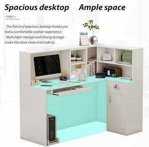 Postes d'accueil avec étagère et tiroirs ouverts - Product Image 6