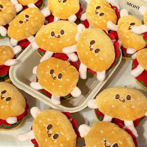 Mignon dessin animé <span class=keywords><strong>Burger</strong></span> en peluche pendentif porte-clés cadeau d'anniversaire meilleur ami cadeau jouets en peluche en gros - Product Image 1