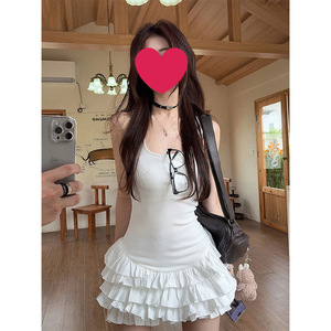 Black Ruffled Sleeveless Bodysuit For Women Short Skirt Solid Color Breathable Summer Wear - Product Image 2