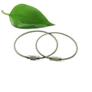 Llavero de anillo con cable de acero inoxidable de 120 mm con cierre de rosca EWANG - Product Image 1