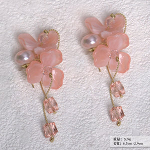 Boucles d'oreilles à franges en argent avec aiguille en zircon acrylique, boucles d'oreilles extravagantes en bord de mer Accessoires d'oreille élégants et polyvalents - Product Image 4