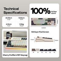 AULA F108 Pro V2 Esports Gaming Mechanical Keyboard Tri-Mode 100% Layout Keycaps RGB Backlight Hot-swap for PC Computer Gamers