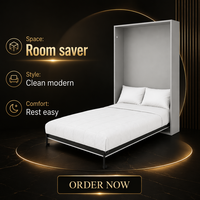 Lit Murphy blanc avec armoire, lit mural pliable, gain de place, plié pour chambre à coucher, hôtel, appartement