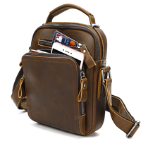 Sac à bandoulière en cuir véritable Crazy Horse pour homme MARRANT, sacoche pour tablette de 7,9 pouces, sacoche en cuir pour homme