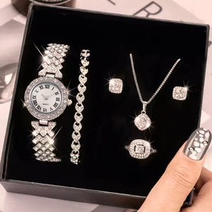 Üreticinin stok sıcak satış moda roma desenli elmas quartz saat bilezik kadın saat seti - Product Image 3