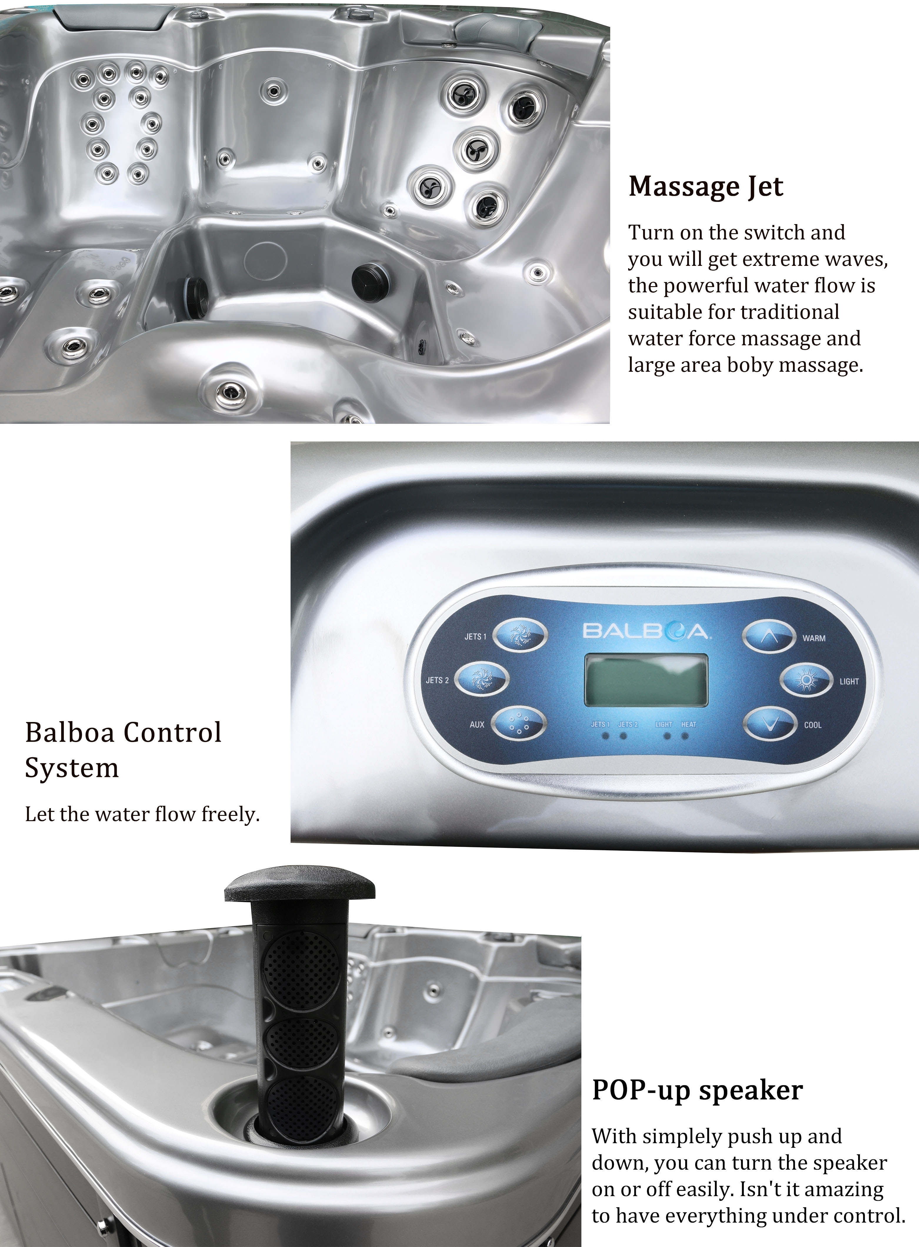 5 Persons Hydrotherapy Massage Spa Hot Tubs Square Size Bathtub