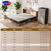 Matelas pliant portable en mousse à mémoire de forme, tailles Twin, Full, Queen, avec housse amovible à fermeture éclair, vente en gros