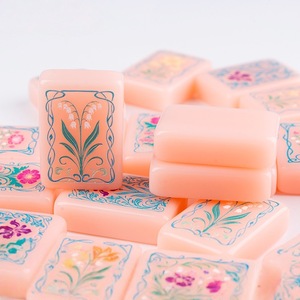 Tuiles de Mahjong américaines en acrylique rose monocouche, jeu de société à manier, coffret cadeau pour la maison, jeu de Mahjong de style américain - Product Image 3