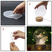 Feuille acrylique vierge Offre Spéciale 4-5mm, plaque OEM avec Base de lampe en bois, veilleuse pour bébé
