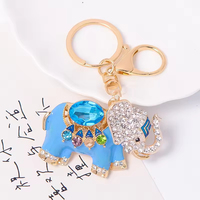 Nouveau porte-clés éléphant porte-bonheur en opale, strass et cristal, breloque de sac, pendentif animal