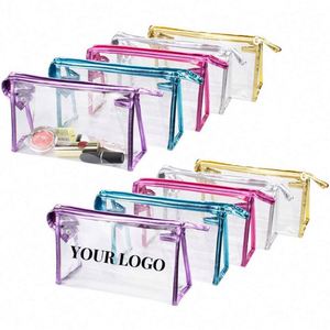 Custom Logo Waterproof <b>Transparent</b> PVC Cosmetic <b>Bag</b> Portable Travel Bathroom Wash <b>Bag</b> Clear <b>Makeup</b> Pouch - Product Image 1