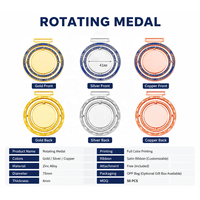 Médaille personnalisée vierge en alliage de zinc avec impression UV 7. Trophée rotatif personnalisé à faible MOQ avec logo pour tournoi sportif, souvenir